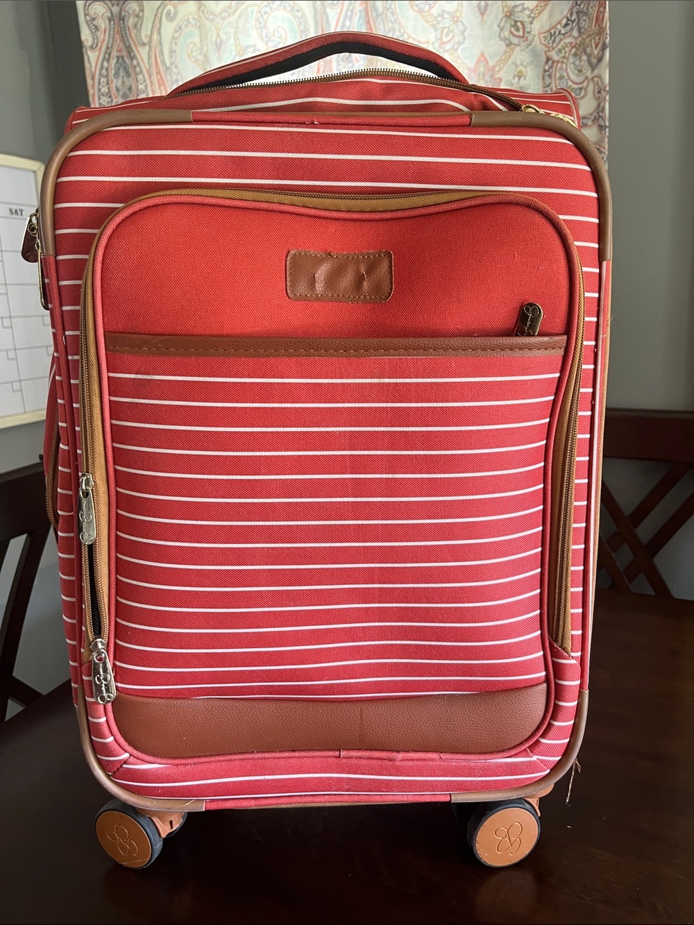 Jessica Simpson Striped Carry-On with Tan Trim